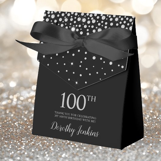 100e verjaardag Black Sparkly Dank u Bedankdoosjes
