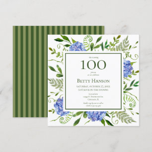 100e verjaardag Blue Hydrangeas Kaart