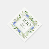 100e verjaardag Blue Hydrangeas Servet (Hoek)