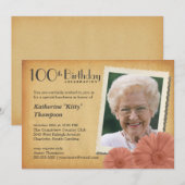 100e verjaardag  Daisy Foto-uitnodigingen Kaart (Voorkant / Achterkant)