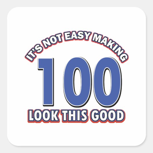 100e verjaardag design vierkante sticker (Voorkant)