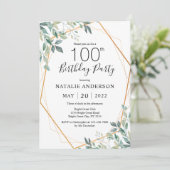 100e verjaardag Elegant Eucalyptus Greenery & Gold Kaart (Staand voorkant)