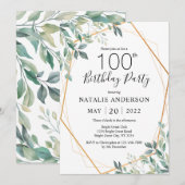 100e verjaardag Elegant Eucalyptus Greenery & Gold Kaart (Voorkant / Achterkant)