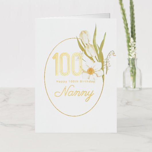 100e verjaardag | Floral Birthday Kaart (Bloemen)