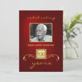 100e verjaardag Foto-uitnodigingen - Rood Kaart (Staand voorkant)