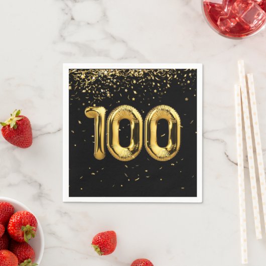 100e verjaardag goudballonnen en Confetti Servet (Insitu)