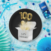 100e verjaardag goudballonnen in witte doos papieren bordje (Feest)