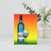 100e verjaardag halftone wijnfles & glas briefkaart (Staand voorkant)