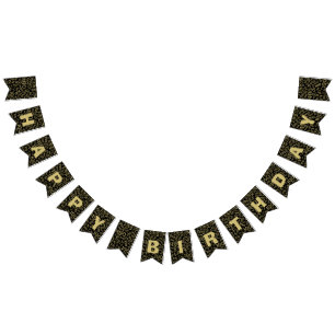 100e verjaardag Happy Birthday Bold Gold en zwart Vlaggetjes