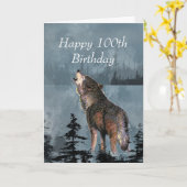 100e verjaardag Howling Wolf Je bent Geweldige Kaart (Gele Bloem)