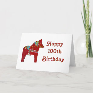 100e verjaardag Kaart met Dala Horse