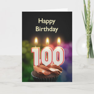 100e verjaardag met cake en kaarsen kaart
