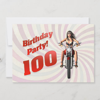 100e verjaardag met een meisje op een motor kaart