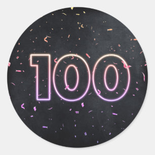 100e verjaardag Neon Sign On BlackSti Ronde Sticker