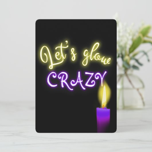 100e verjaardag Neon Sign. with Candle Kaart (Staand voorkant)