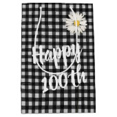 100e verjaardag op Gingham Medium Gift Bag Medium Cadeauzakje (Voorkant)