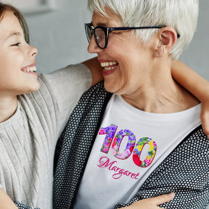 100e Verjaardag Party Bloemen Modern 100 T-shirt