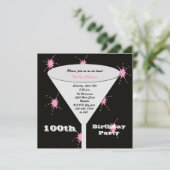 100e verjaardag Party uitnodiging Roze 100e Toast (Staand voorkant)