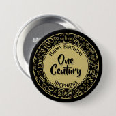 100e verjaardag Pattern Gold en Black Ronde Button 7,6 Cm (Voorkant /achterkant)