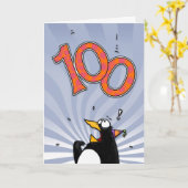 100e verjaardag - Penguin Surprise Kaart (Gele Bloem)
