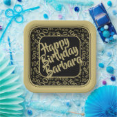 100e verjaardag Random Number Pattern Black/Gold Papieren Bordje (Feest)