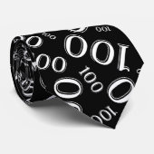 100e verjaardag Random Number Pattern Black/White Stropdas (Opgerold)