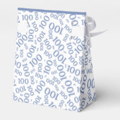 100e verjaardag Random Number Pattern Blue/White Bedankdoosjes (Achterkant)