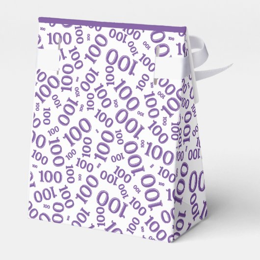 100e verjaardag Random Number Pattern Paars/White Bedankdoosjes (Achterkant)