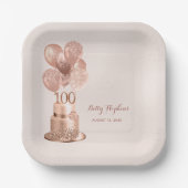 100e verjaardag Roos Gold Cake Paper Bord (Voorkant)