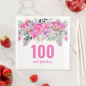 100e verjaardag roze bloemenfeestje servetten (Insitu)