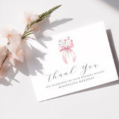 100e Verjaardag Roze Bow Wildflower Custom Flat Bedankkaart