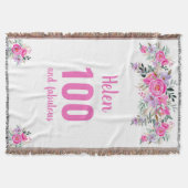 100e verjaardag roze floral deken (Voorkant)