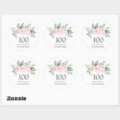 100e verjaardag Roze Rose Eucalyptus Ronde Sticker (Vel)