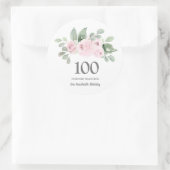 100e verjaardag Roze Rose Eucalyptus Ronde Sticker (Tas)