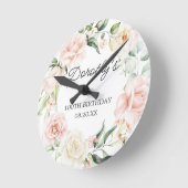 100e verjaardag Roze Rose Floral Eucalyptus Wreath Ronde Klok (Hoek)