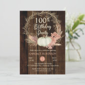 100e verjaardag - Rustic Pumpkin Pampas Wreath Kaart (Staand voorkant)