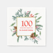 100e verjaardag Rustic Winter Greenery Servet (Voorkant)