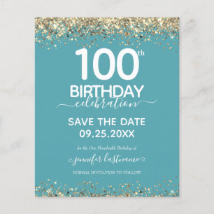 100e verjaardag Save the Date Budget Invitation