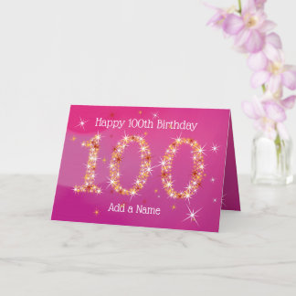 100e verjaardag - Sterrennummers - Roze goudleefti Kaart