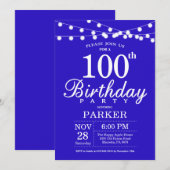 100e verjaardag Uitnodiging Royal Blue (Voorkant / Achterkant)
