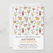 100e verjaardag uitnodigingen Cocktail Pattern Mod (Voorkant)