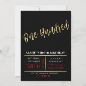 100e verjaardag van de uitnodiging van Gold Black (Voorkant)