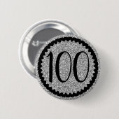 100e verjaardag van Silver Glitter Ronde Button 5,7 Cm (Voorkant /achterkant)