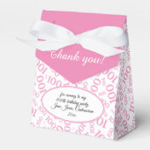 100e verjaardag Willekeurig nummer roze/wit Bedankdoosjes (Voorkant Zijde)