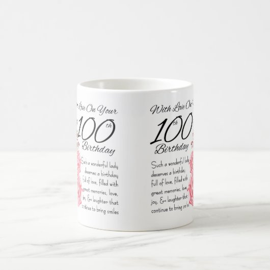 100e verjaardag Witte 11 oz Klassieke witte Mok (Center)