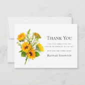 100e verjaardag zonnebloem boeket gepersonaliseerd bedankkaart (Voorkant)