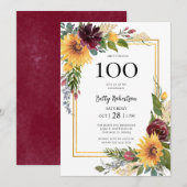 100e verjaardag Zonnebloemen Kaart (Voorkant / Achterkant)