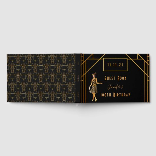 100e verjaardag zwart goud kunstdeco uit 1920 gastenboek (Volledig)