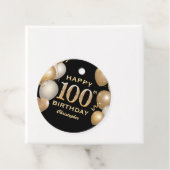 100e verjaardag Zwarte en Gold-ballonnen Bedankjes Labels (In situ)