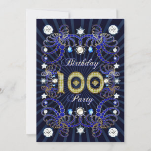 100e verjaardagsfeest met massa's juwelen kaart